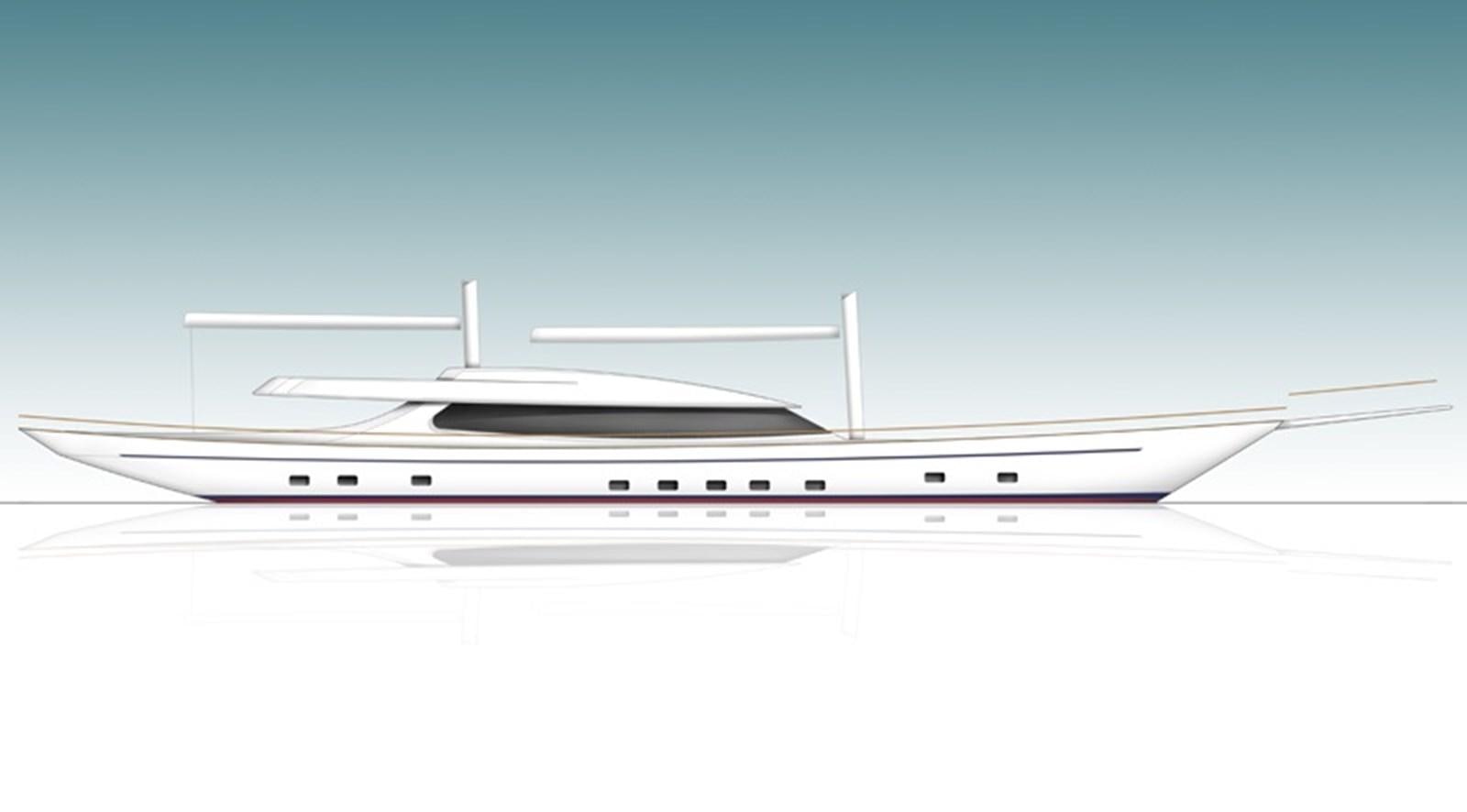 a white airplane with a blue background aboard GOELETTE 152 Yacht for Sale