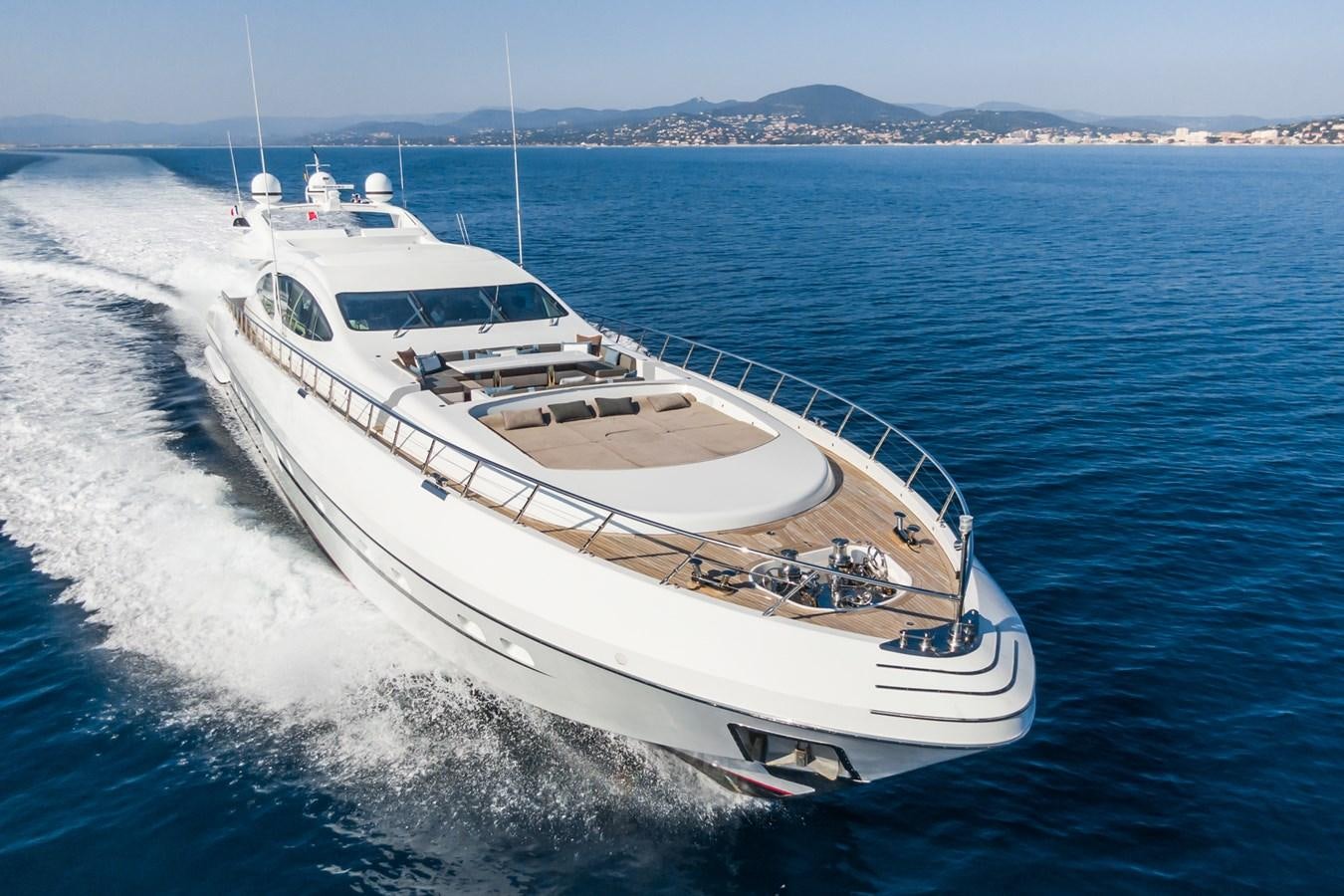 a boat on the water aboard MANGUSTA 130 Yacht for Sale
