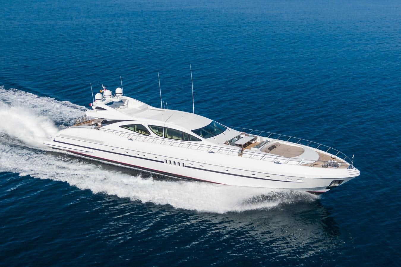 a white yacht in the water aboard MANGUSTA 130 Yacht for Sale