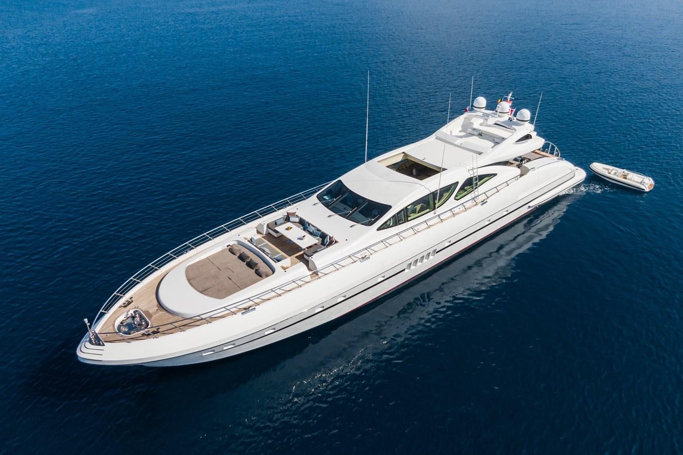 a high angle view of a ship aboard MANGUSTA 130 Yacht for Sale