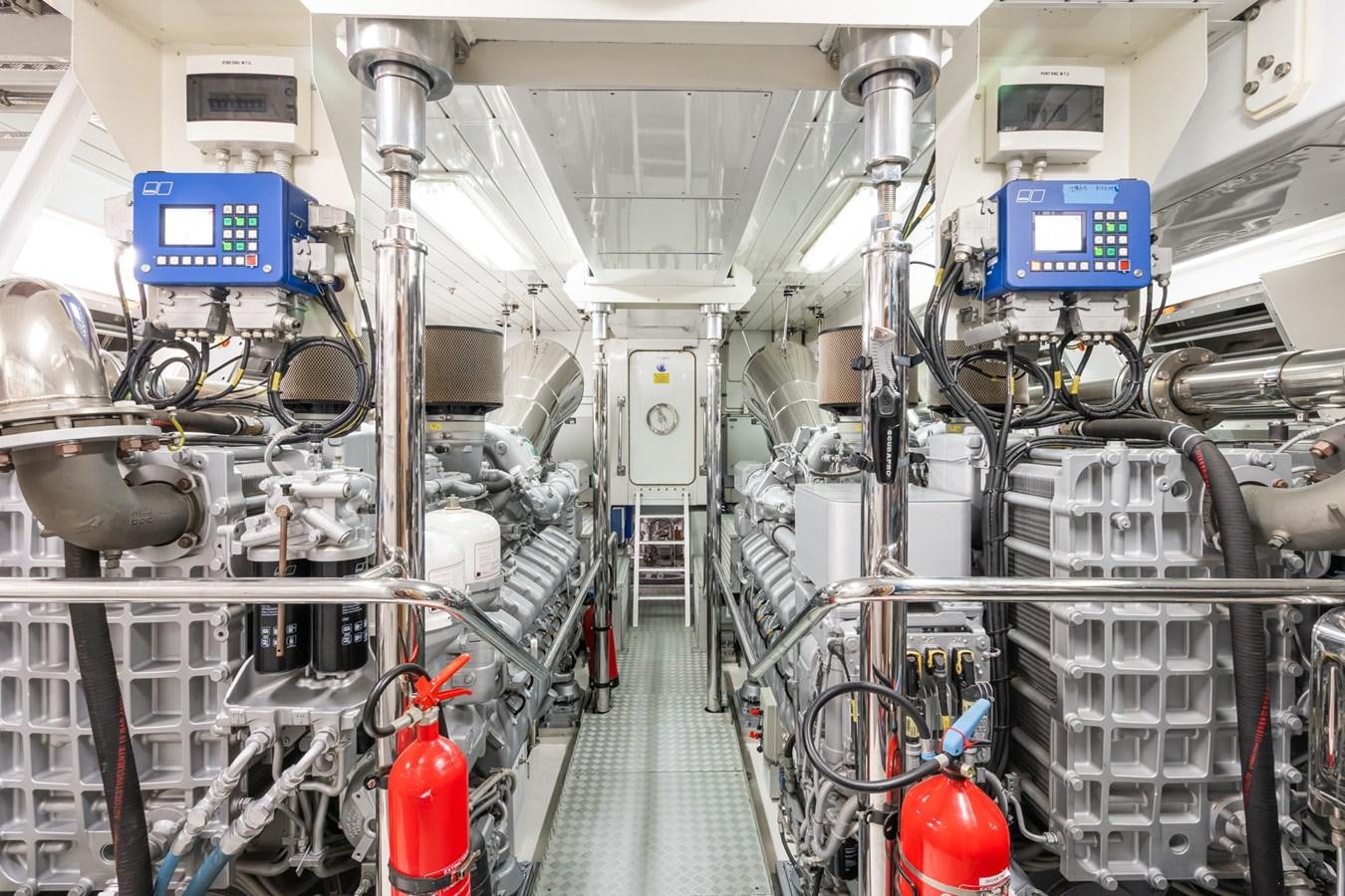 a room with machinery aboard MANGUSTA 130 Yacht for Sale