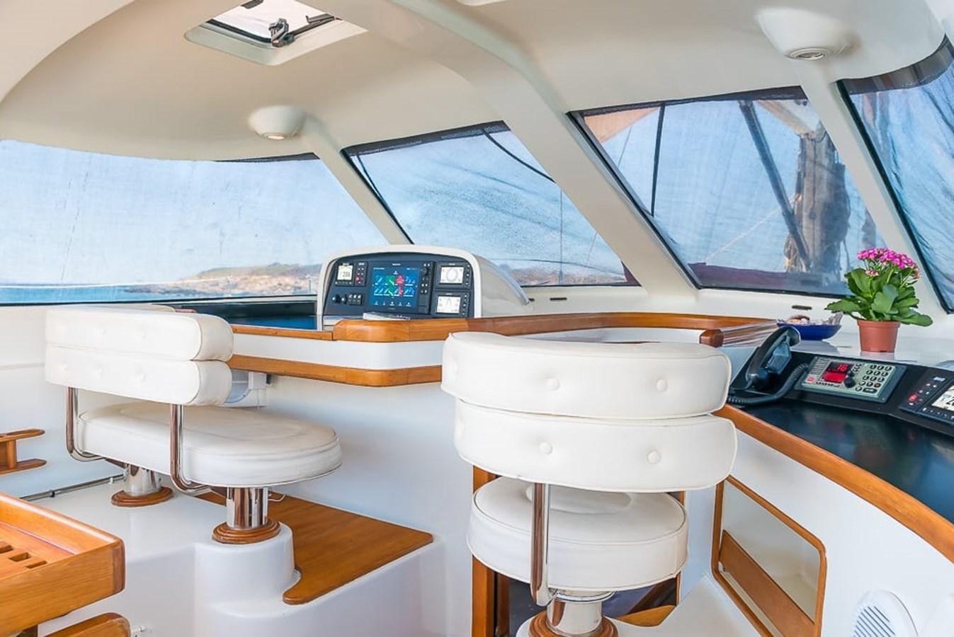 a room with a desk and chairs aboard OCEAN PHOENIX Yacht for Sale