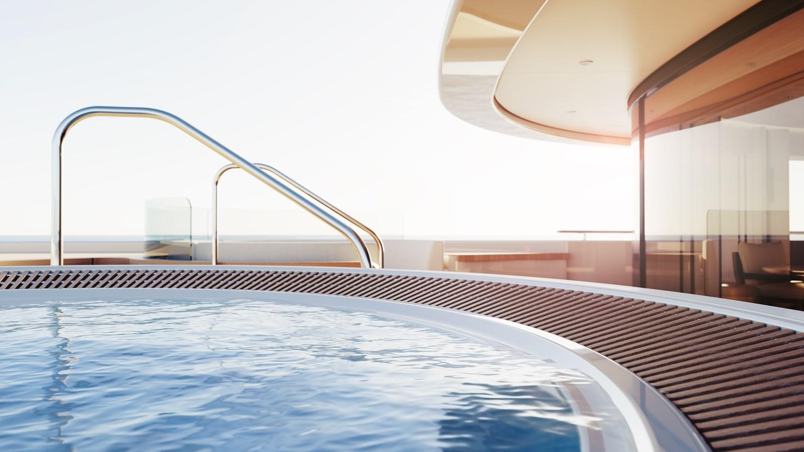 a swimming pool with a railing aboard SAKURA Yacht for Sale