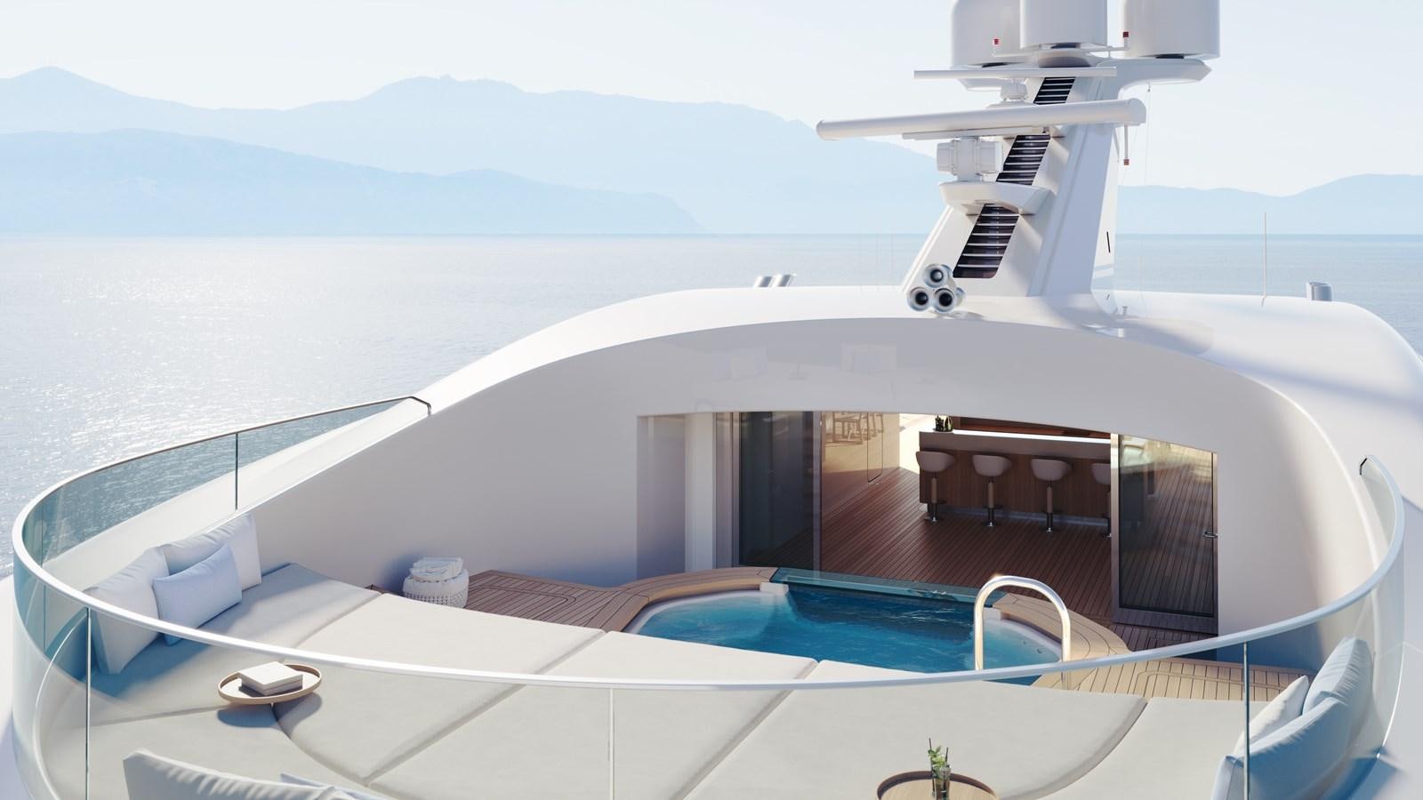 a large white house with a pool aboard SAKURA Yacht for Sale