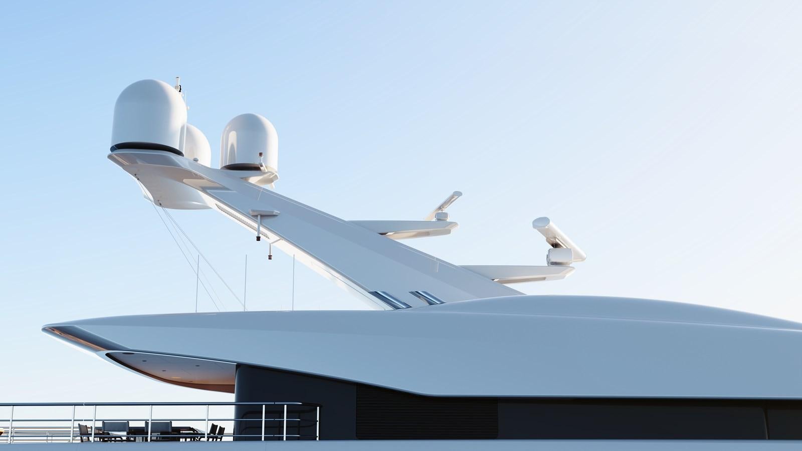 a large airplane on a building aboard SAKURA Yacht for Sale