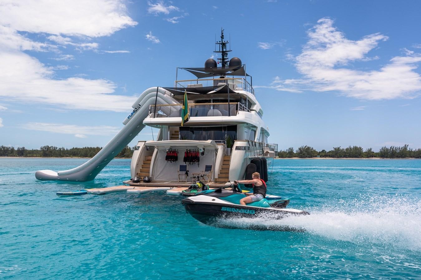 a boat with a person on it aboard HALCYON Yacht for Sale