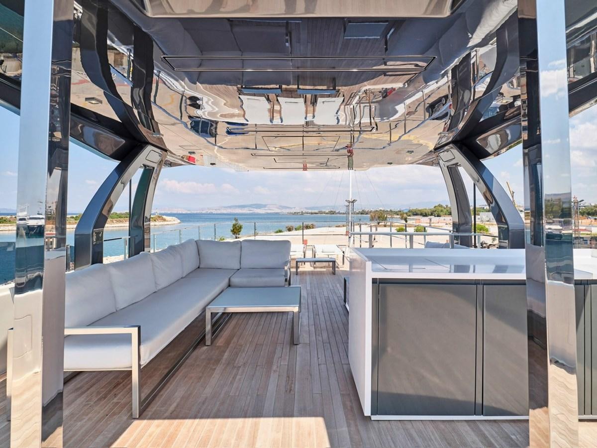 a room with a view of the ocean and the deck aboard "THIRTY SEVEN Yacht for Sale