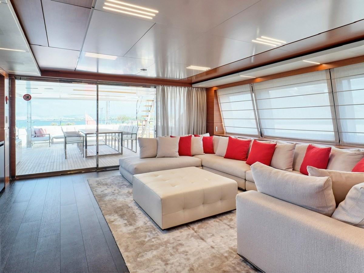 a living room with a large window aboard "THIRTY SEVEN Yacht for Sale