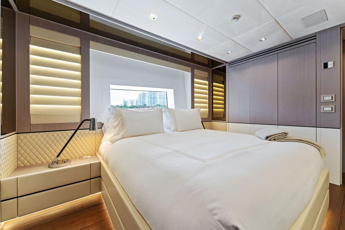a room with two beds aboard LADY K Yacht for Sale