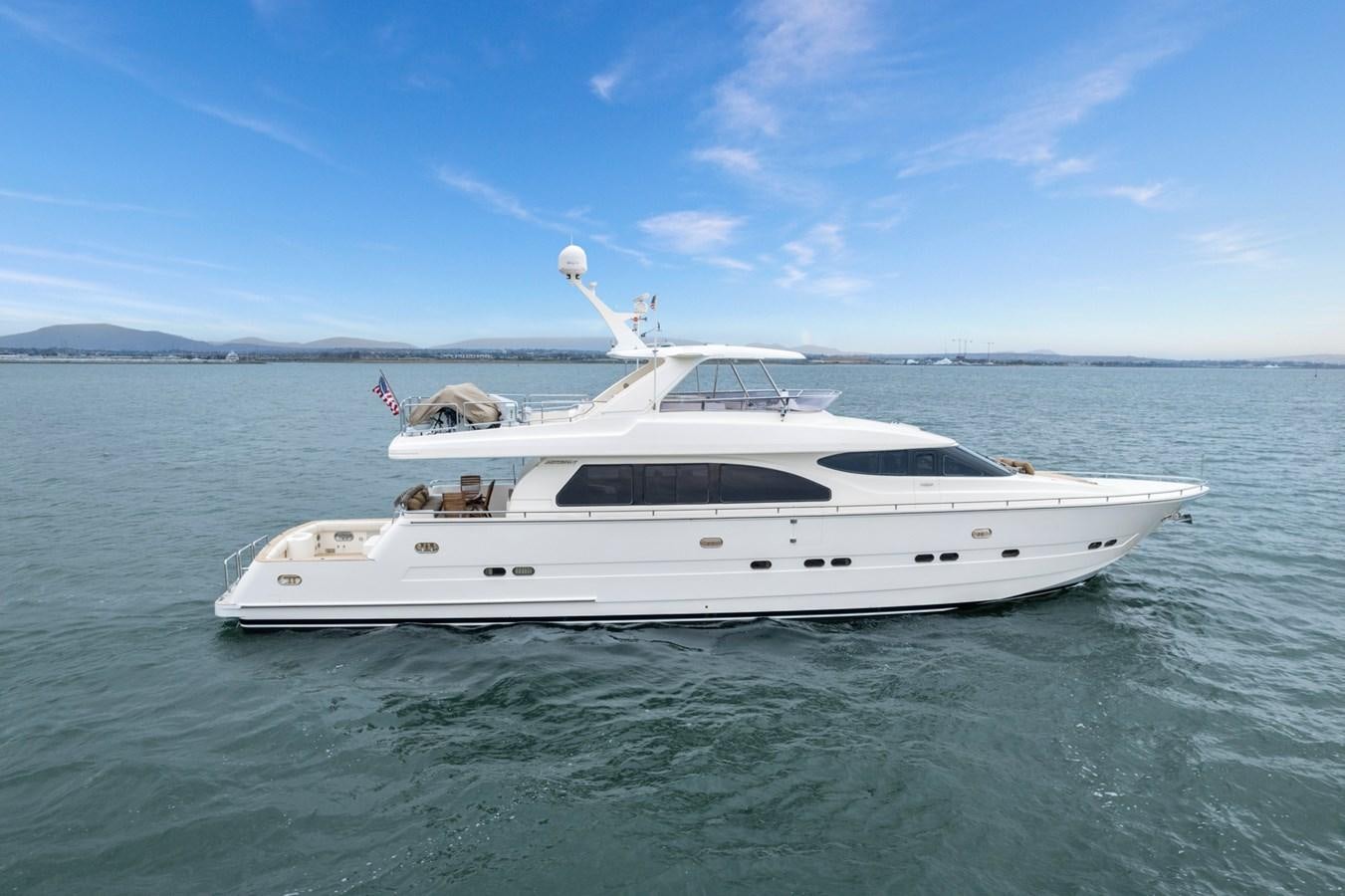 a white yacht in the water aboard VAMOS A VER Yacht for Sale