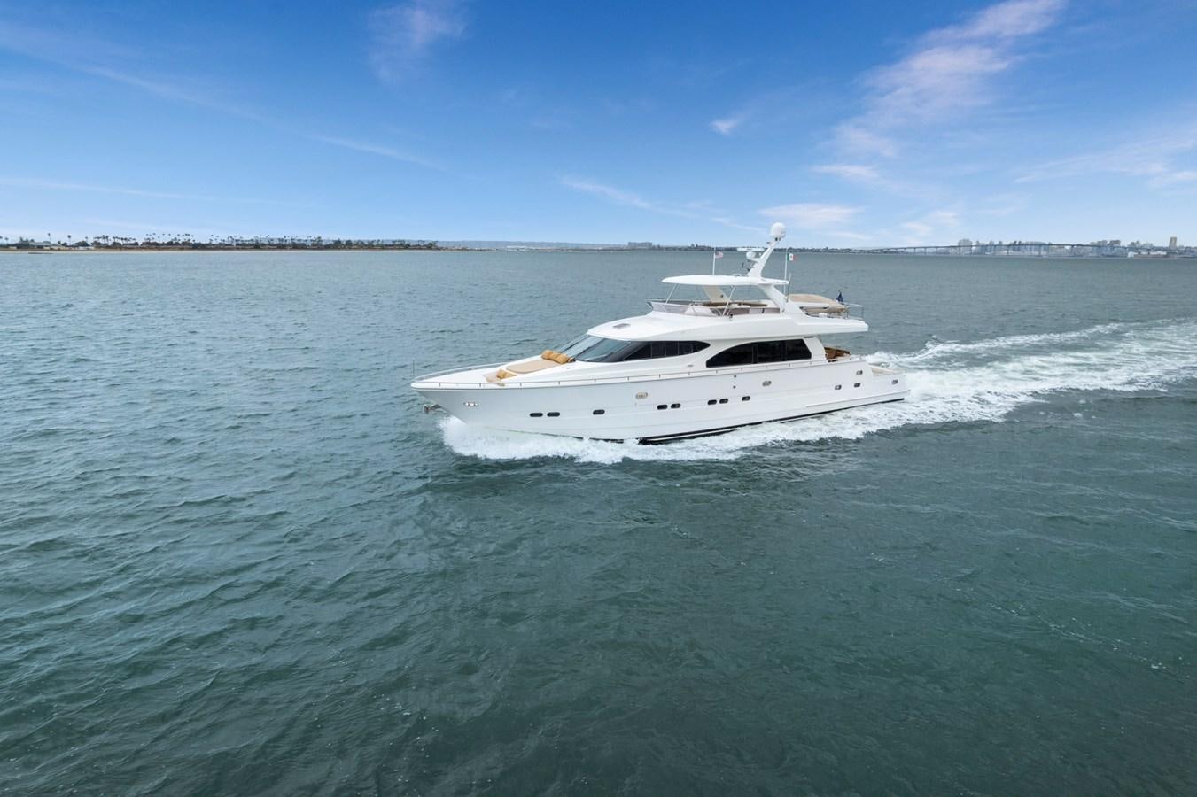 a white boat in the water aboard VAMOS A VER Yacht for Sale