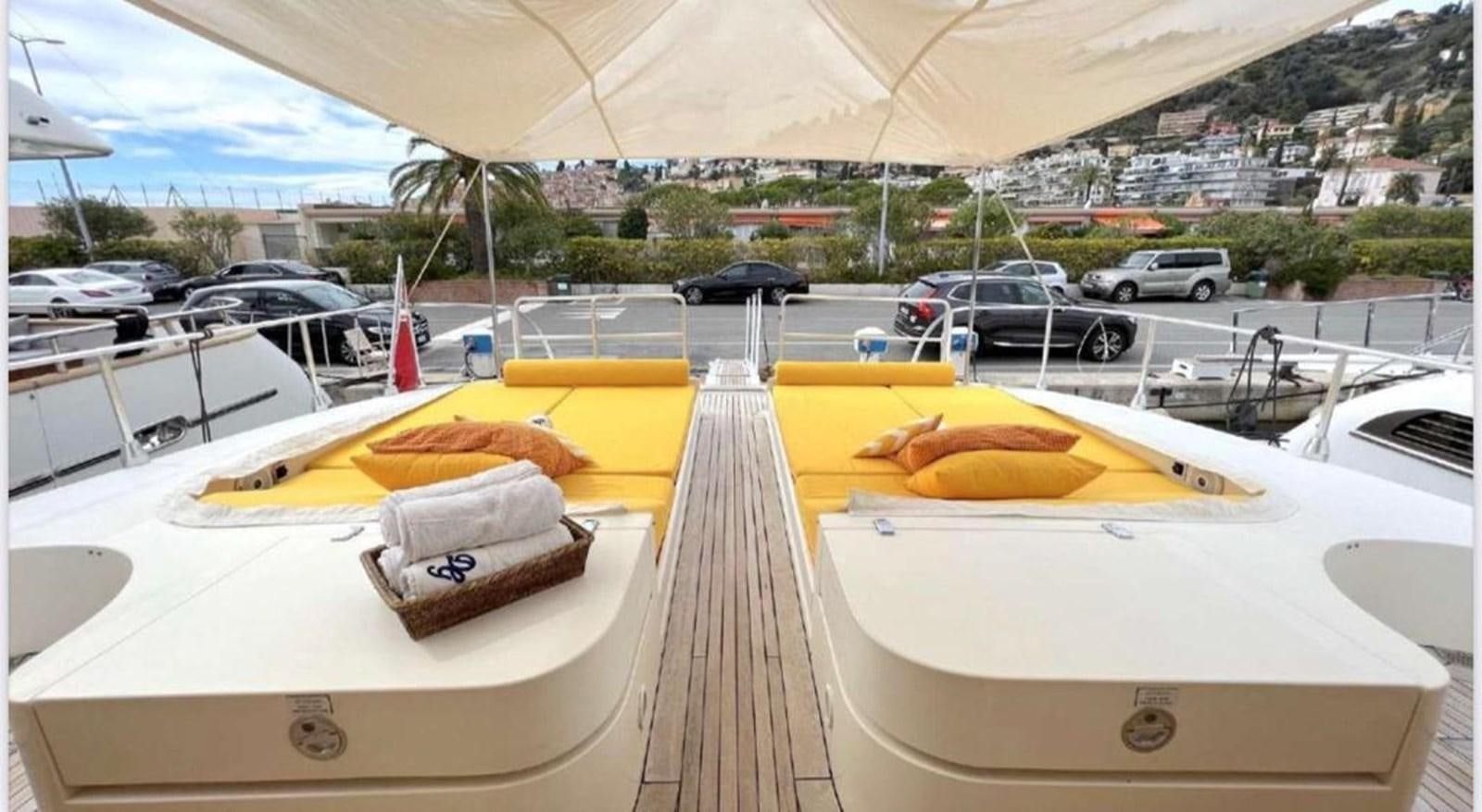 a table with food on it aboard DG Yacht for Sale