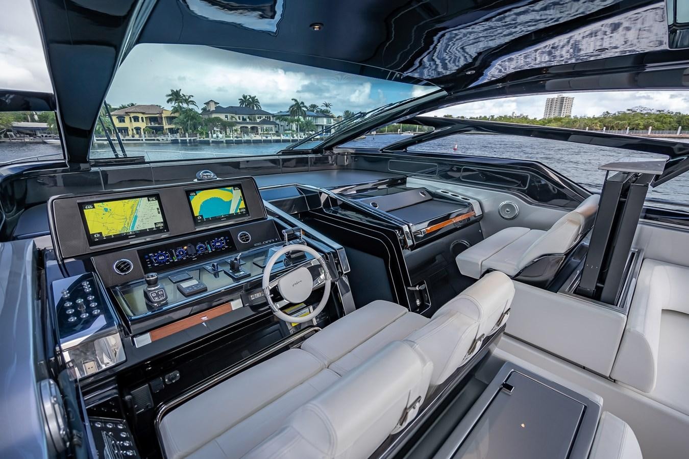 inside of a car aboard JACQPOT Yacht for Sale