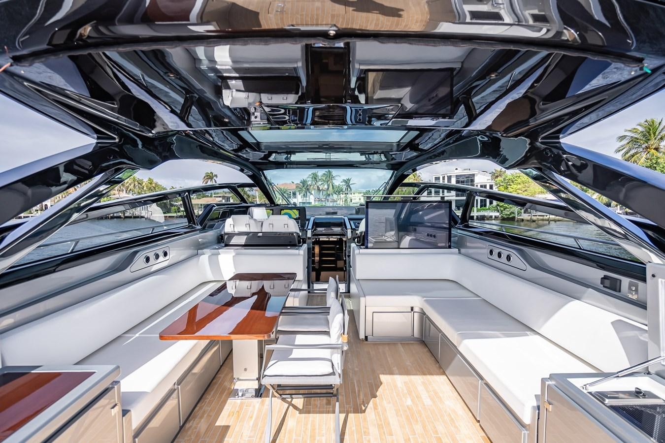 the inside of a car aboard JACQPOT Yacht for Sale