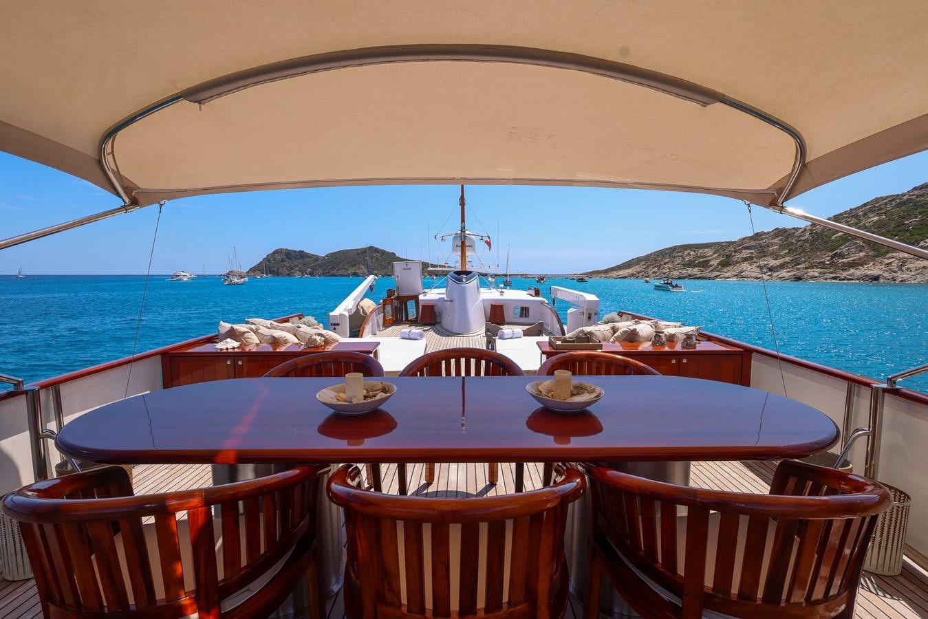 a table with food on it aboard SISSI Yacht for Sale