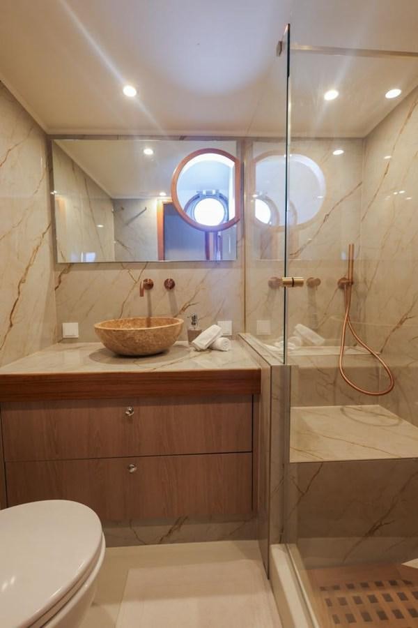 a bathroom with a sink and a toilet aboard SISSI Yacht for Sale