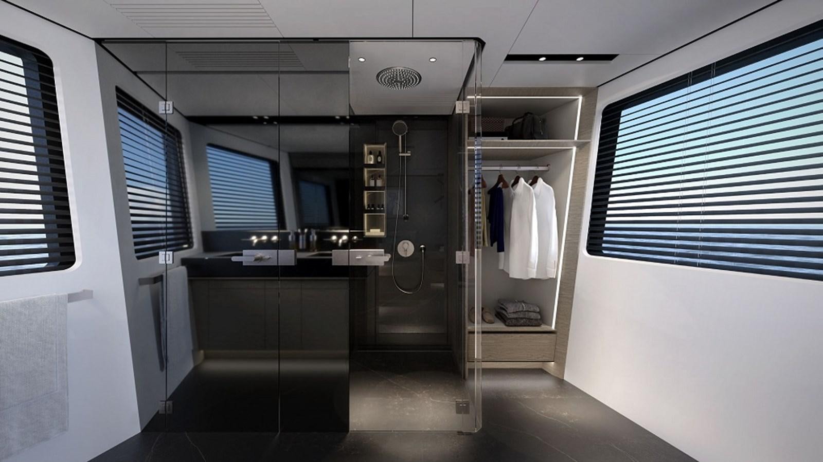 a room with a closet and a sink aboard 112DS MAZU Yacht for Sale