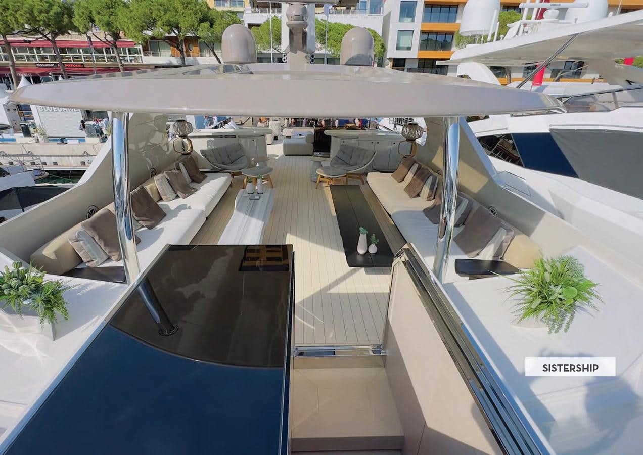 a group of boats in a harbor aboard 112DS MAZU Yacht for Sale