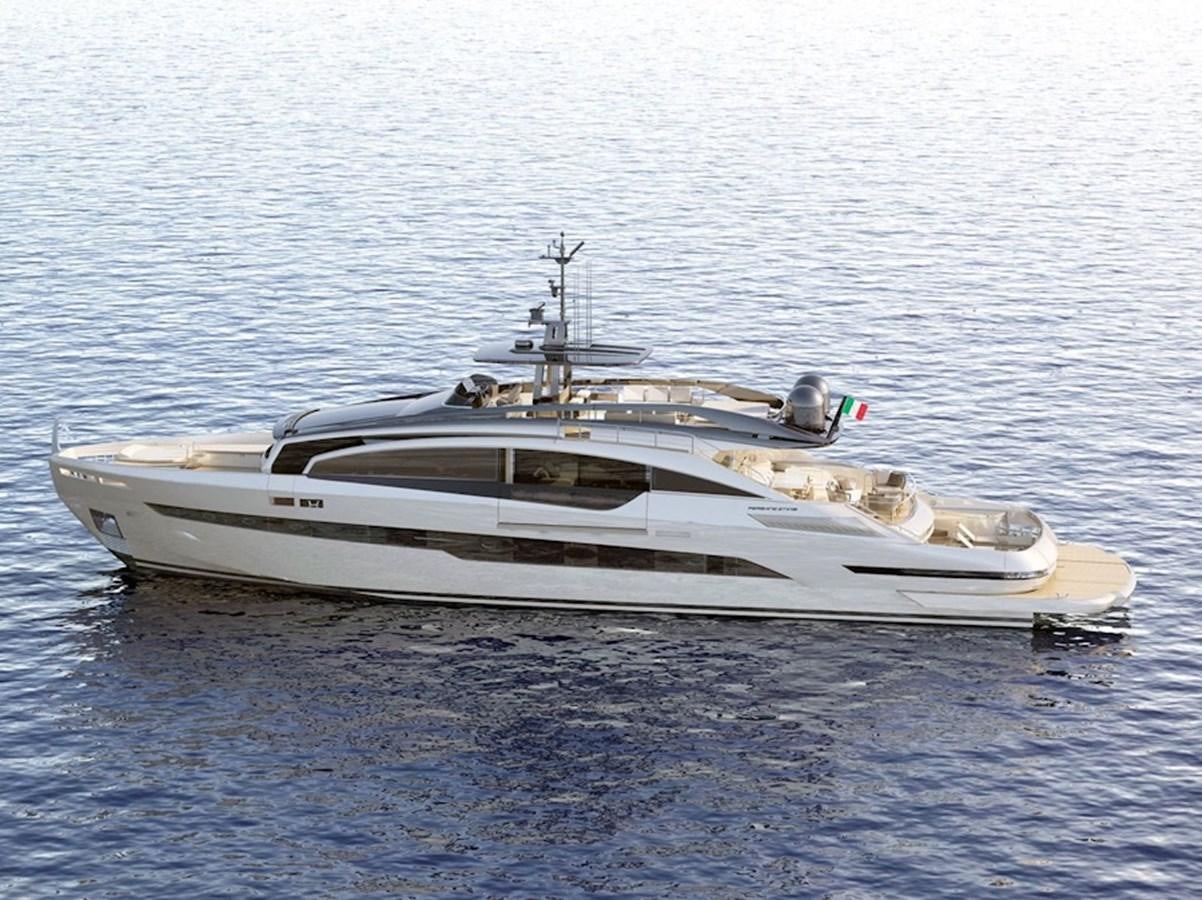 a white yacht in the water aboard PERSHING GTX 116 Yacht for Sale