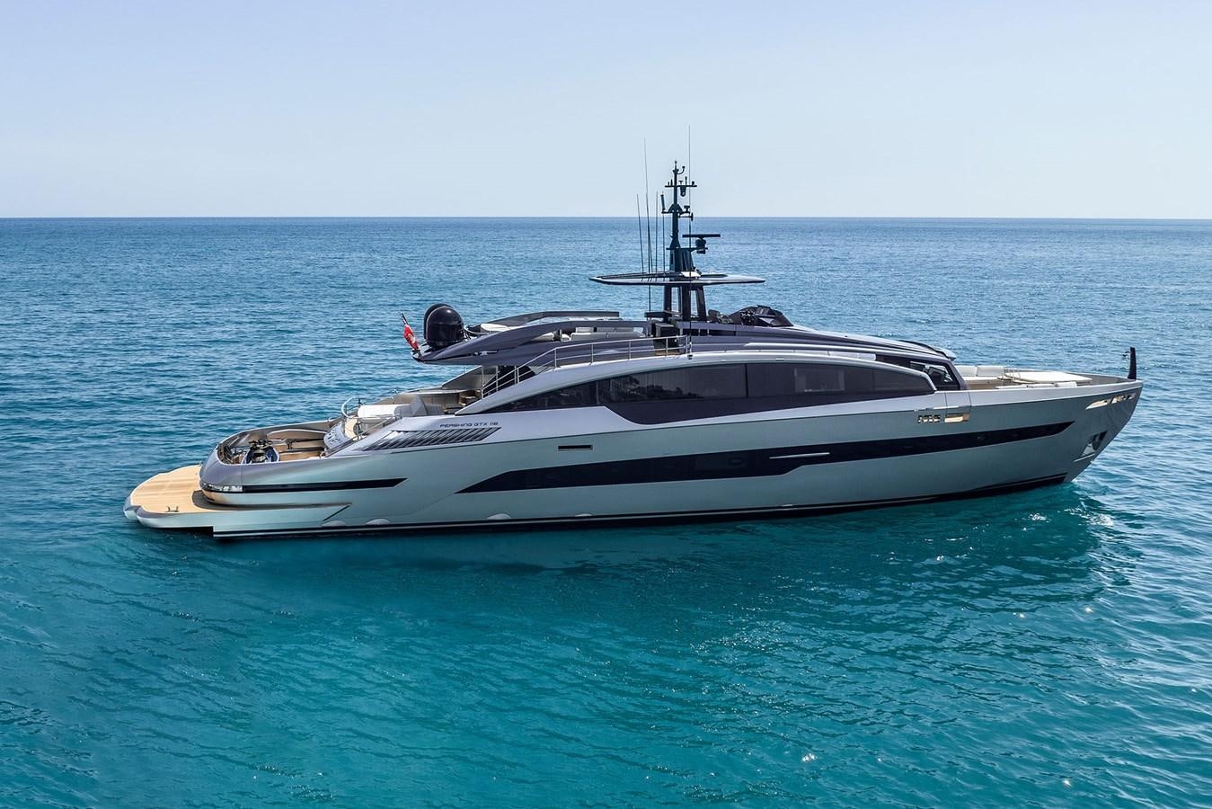 a boat in the water aboard PERSHING GTX 116 Yacht for Sale
