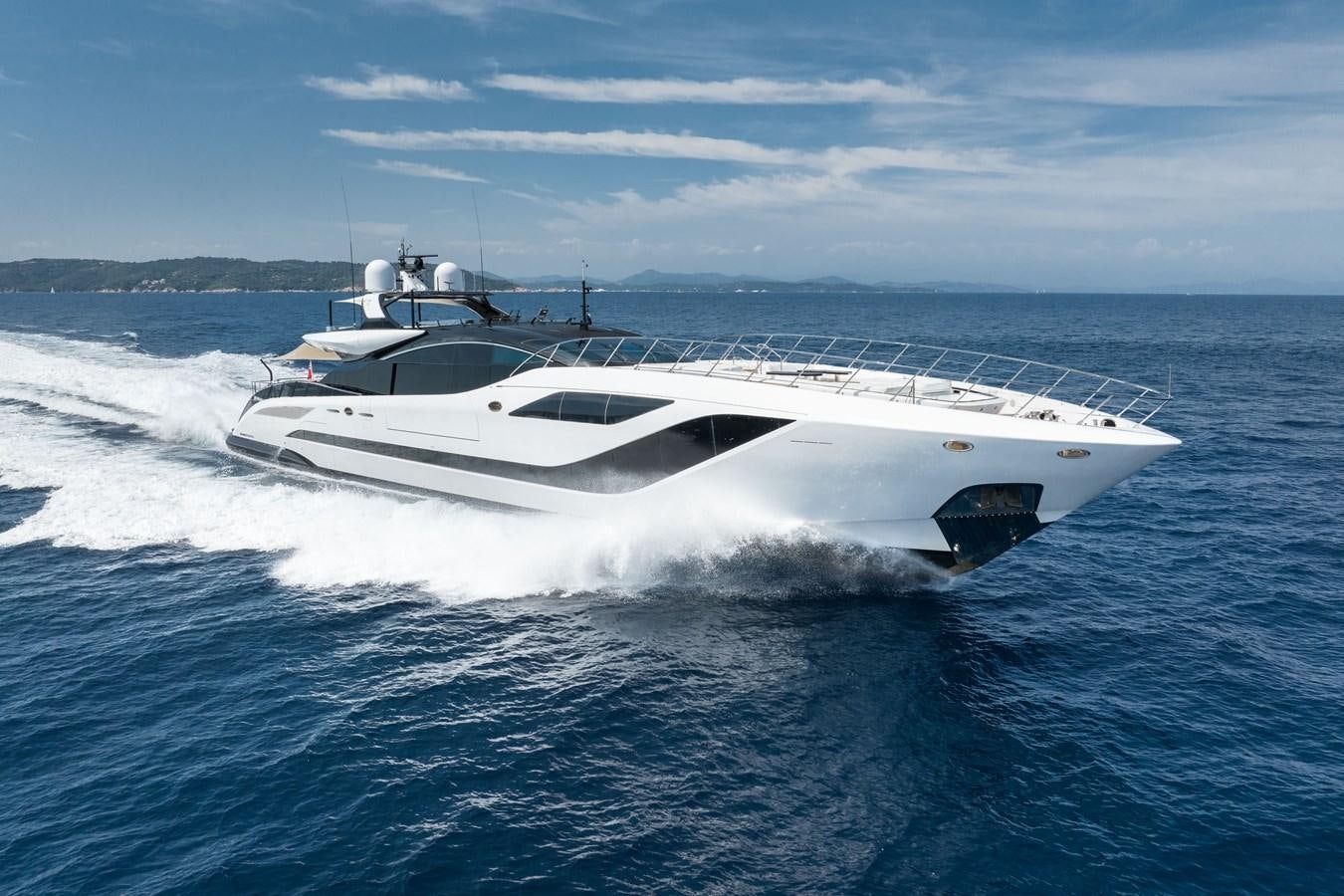 a white yacht on the water aboard N1 Yacht for Sale