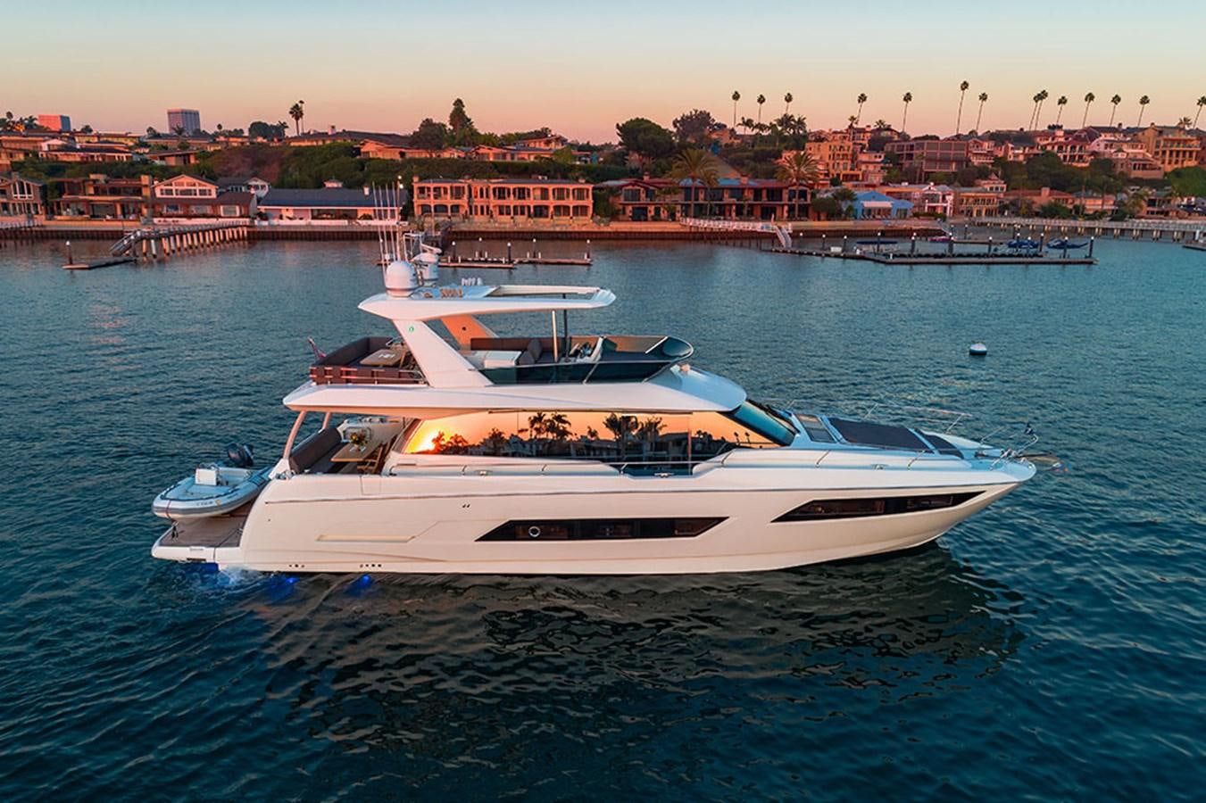 a white yacht in the water aboard 2018 PRESTIGE 680 Yacht for Sale