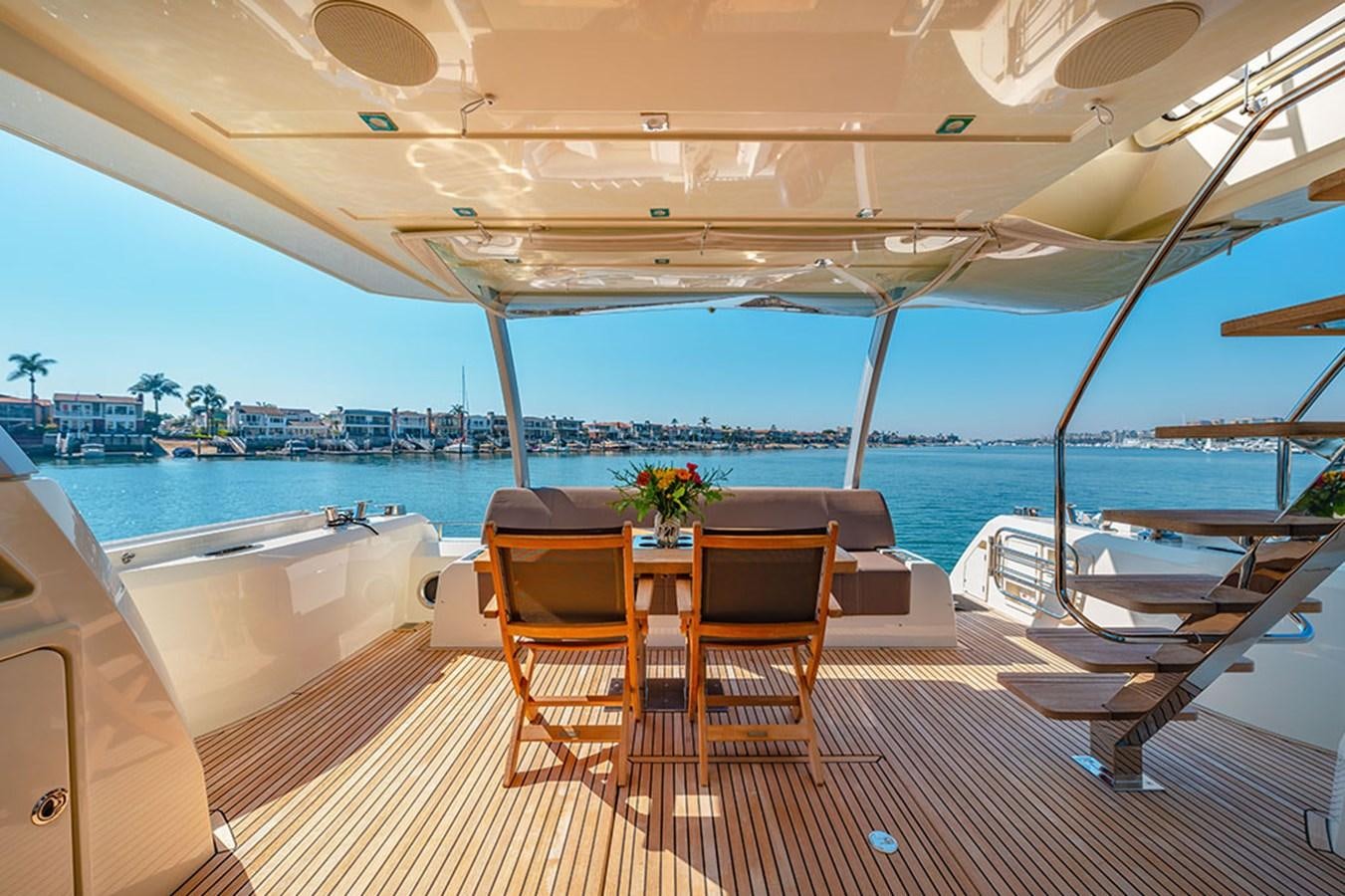 a table and chairs on a boat aboard 2018 PRESTIGE 680 Yacht for Sale