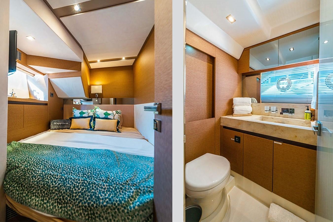 a bathroom with a bed and a sink aboard 2018 PRESTIGE 680 Yacht for Sale