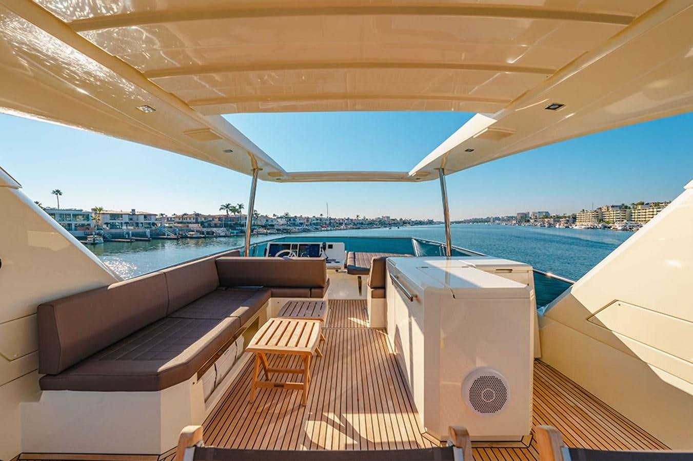 a deck with a view of the water and a city aboard 2018 PRESTIGE 680 Yacht for Sale