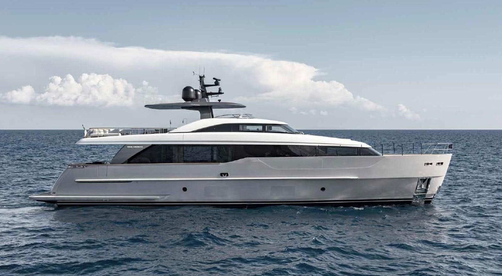 a white yacht in the water aboard SD90/127 Yacht for Sale