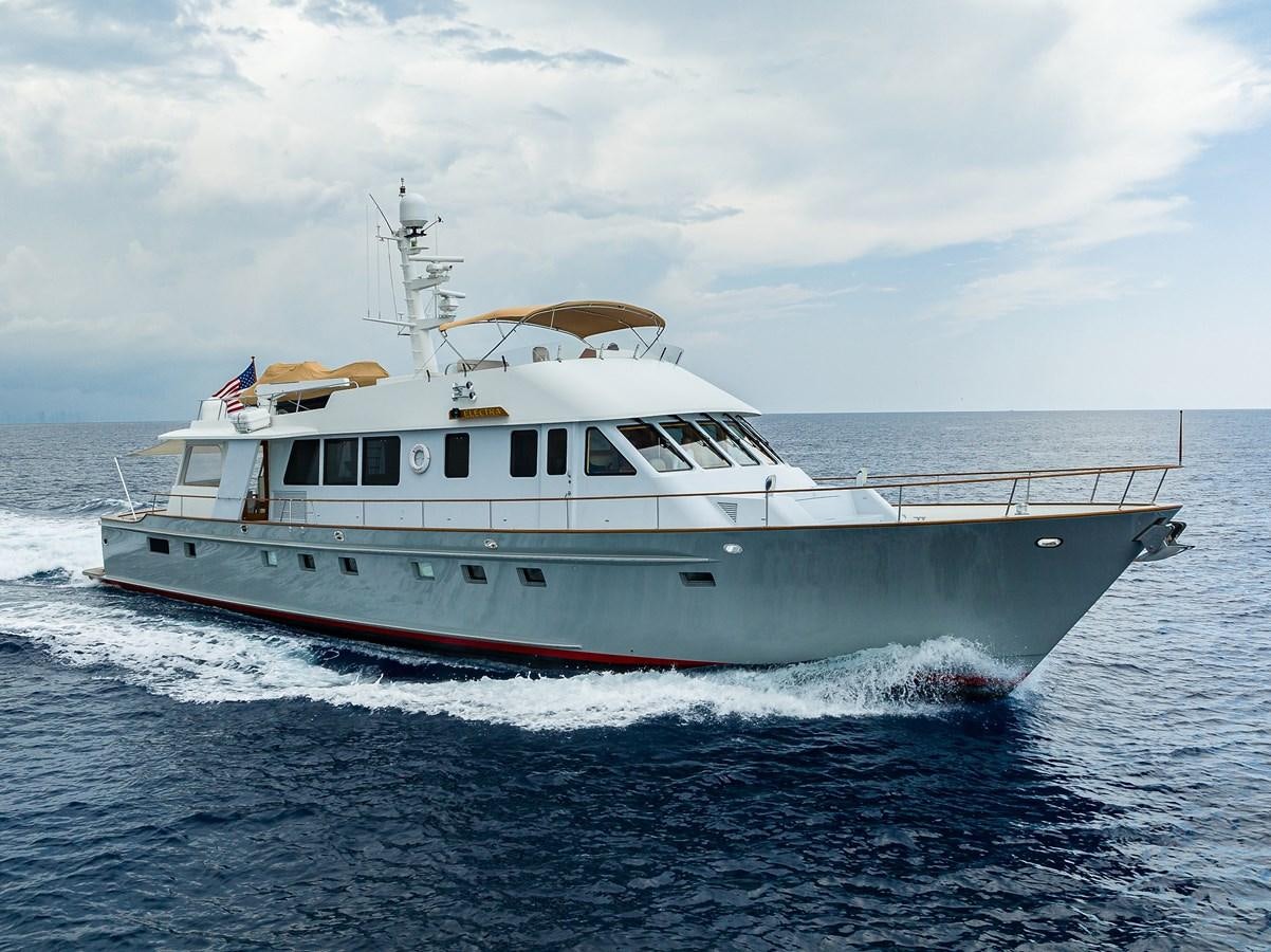 a large white boat aboard ELECTRA Yacht for Sale