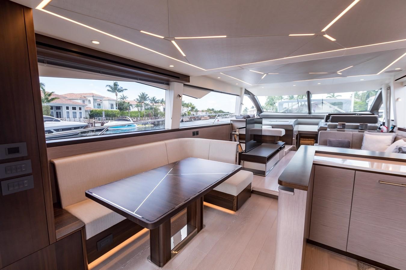 inside of a car aboard NAVAL Yacht for Sale