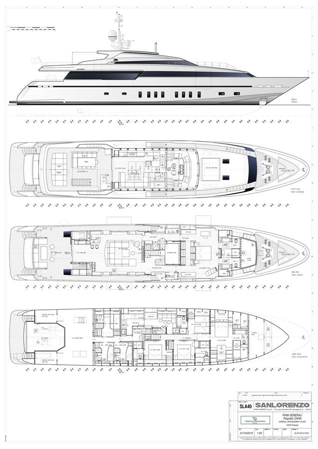 diagram, engineering drawing aboard LADY A Yacht for Sale