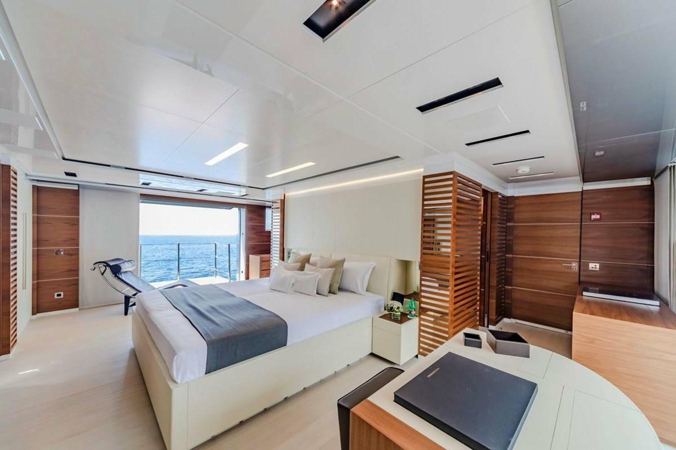 a room with two beds aboard LADY A Yacht for Sale