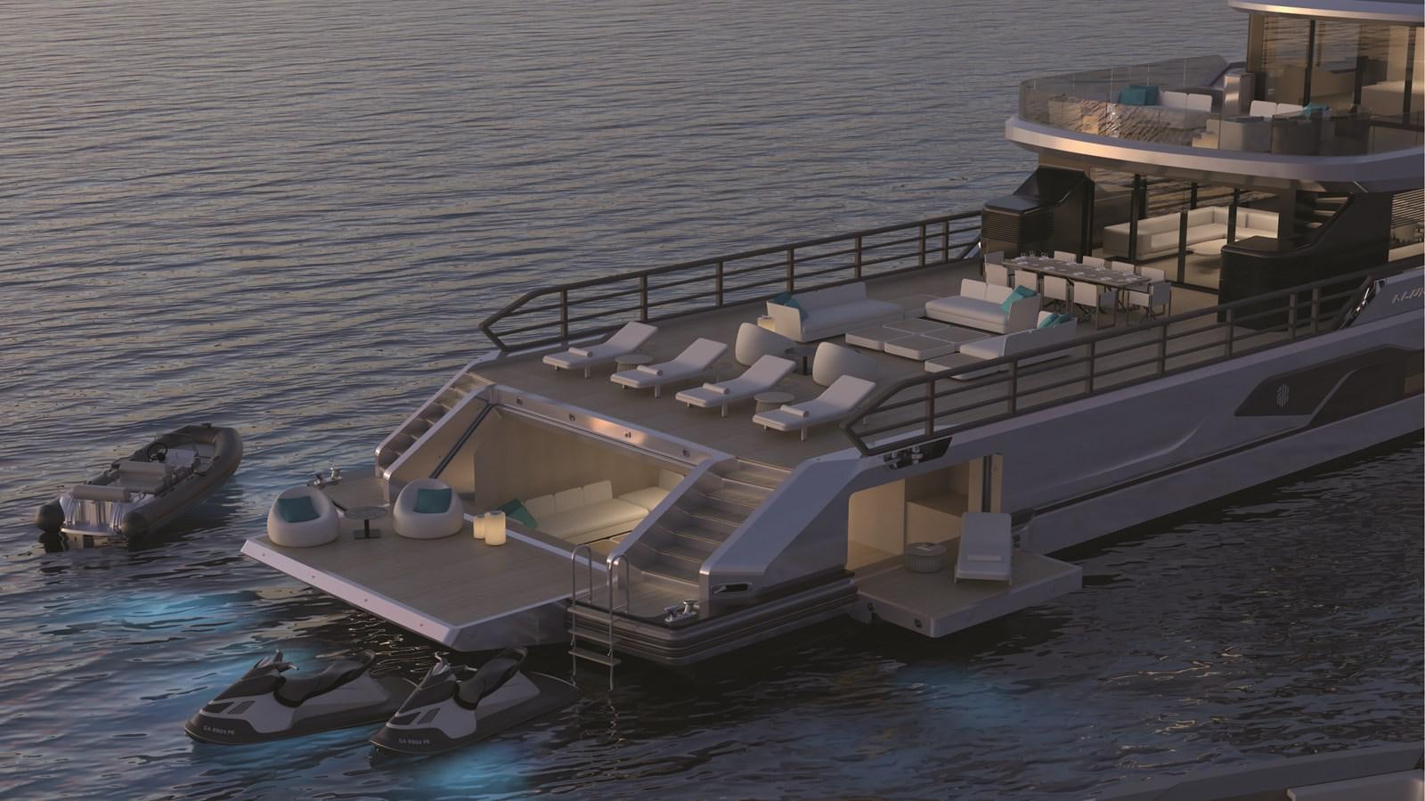 a large ship in the water aboard ALUNA 127 Yacht for Sale