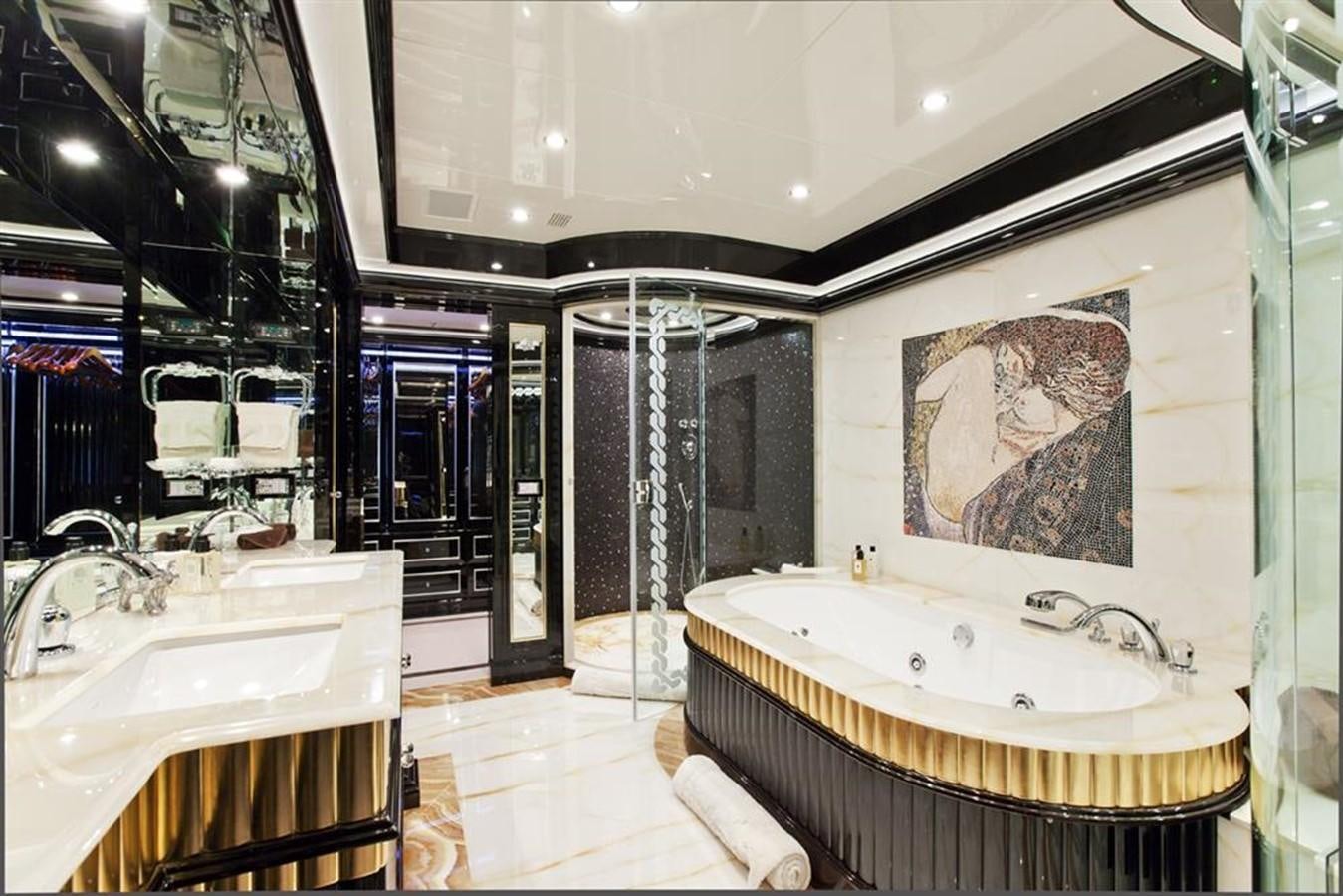 a bathroom with a large tub aboard HOPE & LOVE Yacht for Sale