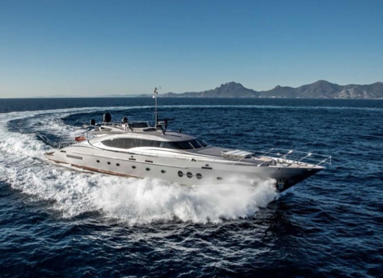 a white yacht on the water aboard MY IZUMI Yacht for Sale