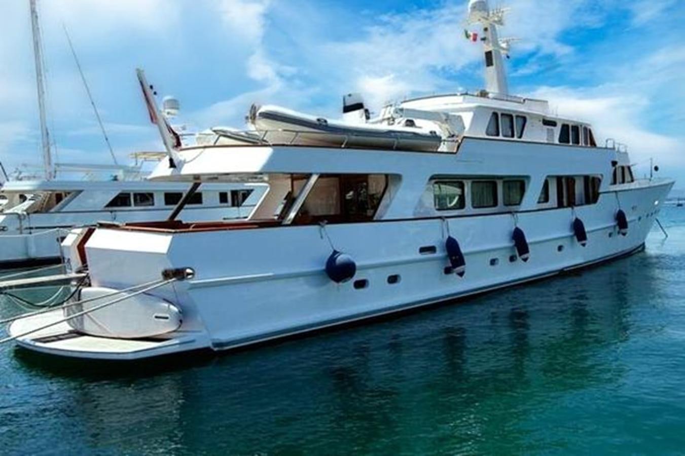 a white yacht in the water aboard PATRA Yacht for Sale