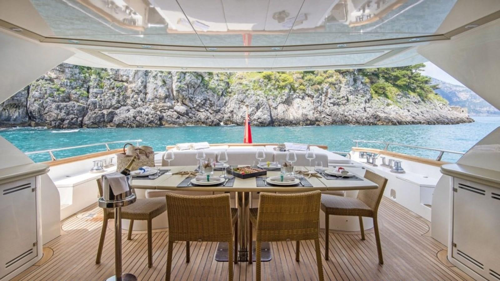 a table set for a meal aboard MIDNIGHT MADNESS Yacht for Sale
