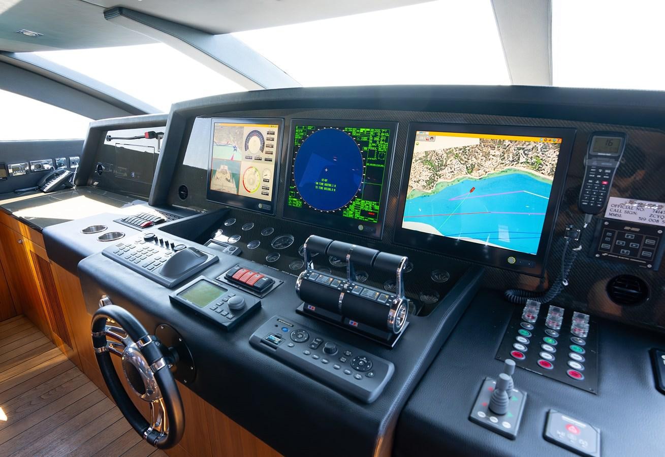 a control panel with many buttons aboard GEE WHIZZ Yacht for Sale