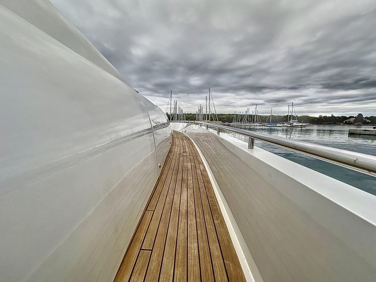 a long wooden bridge aboard NAUTILUS Yacht for Sale