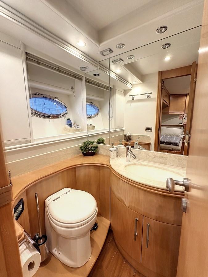 a bathroom with a large mirror aboard NAUTILUS Yacht for Sale