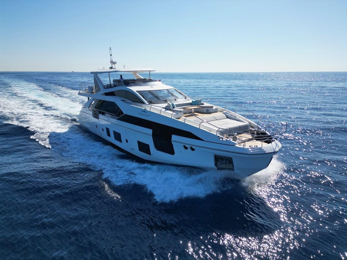 a white yacht in the water aboard GRANDE 27M Yacht for Sale