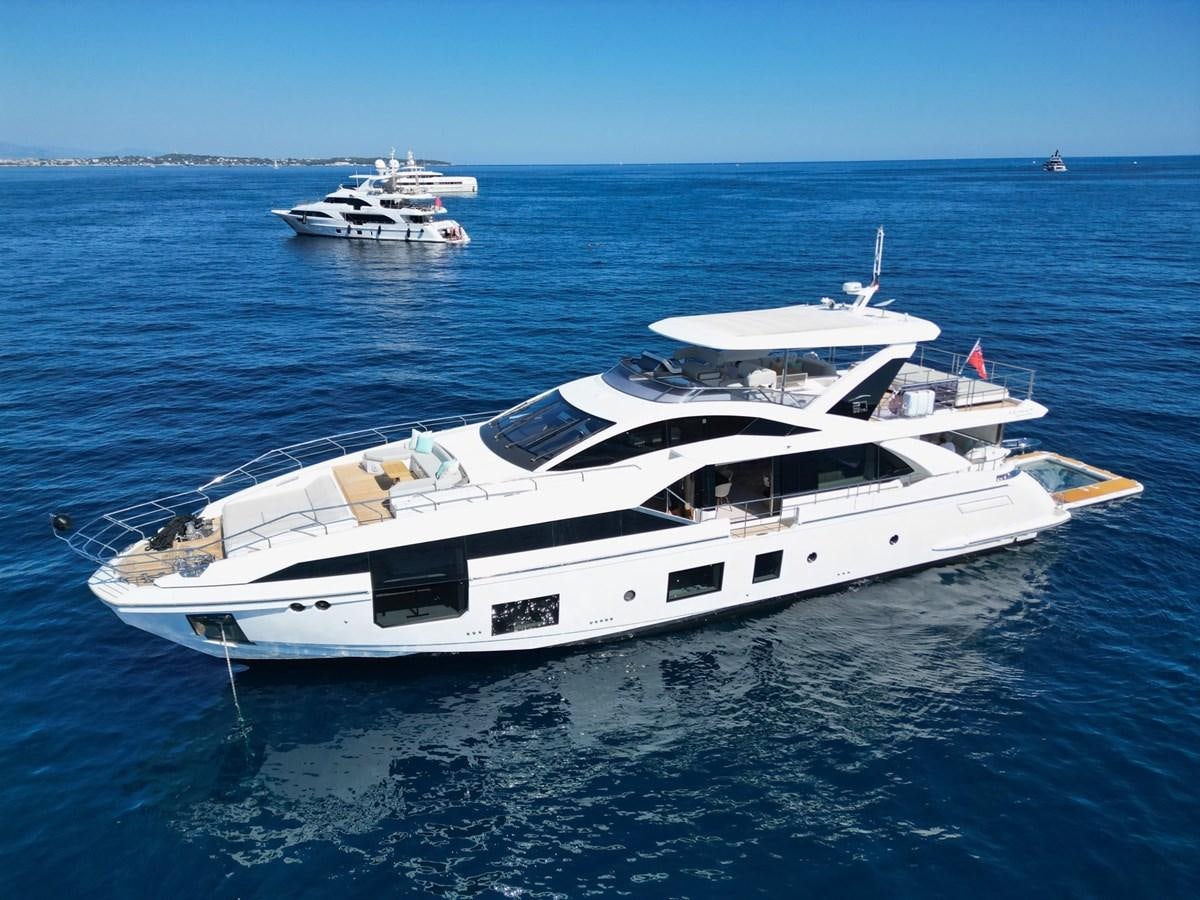 a white yacht in the water aboard GRANDE 27M Yacht for Sale