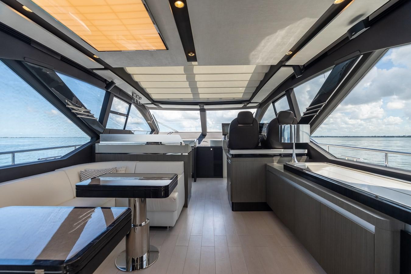 inside of a vehicle aboard ZERO DIMENSION Yacht for Sale