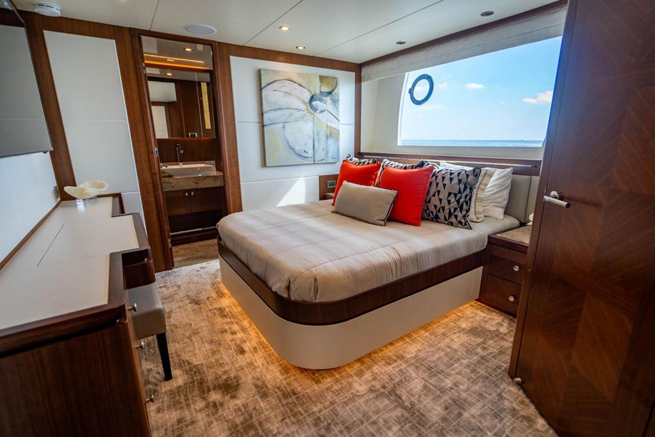 a bed in a room aboard FAR NIENTE Yacht for Sale