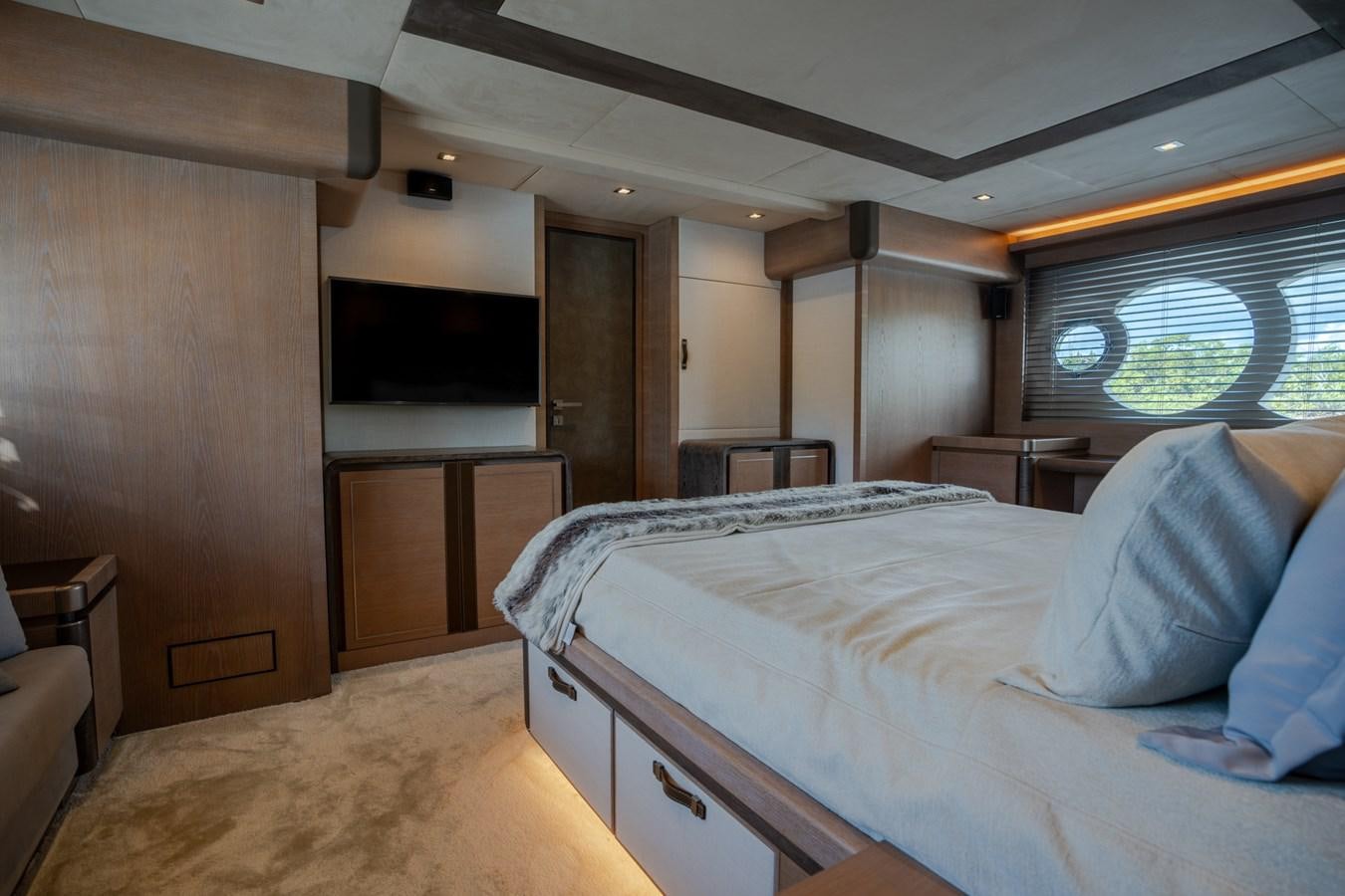 a room with two beds aboard PANDA Yacht for Sale