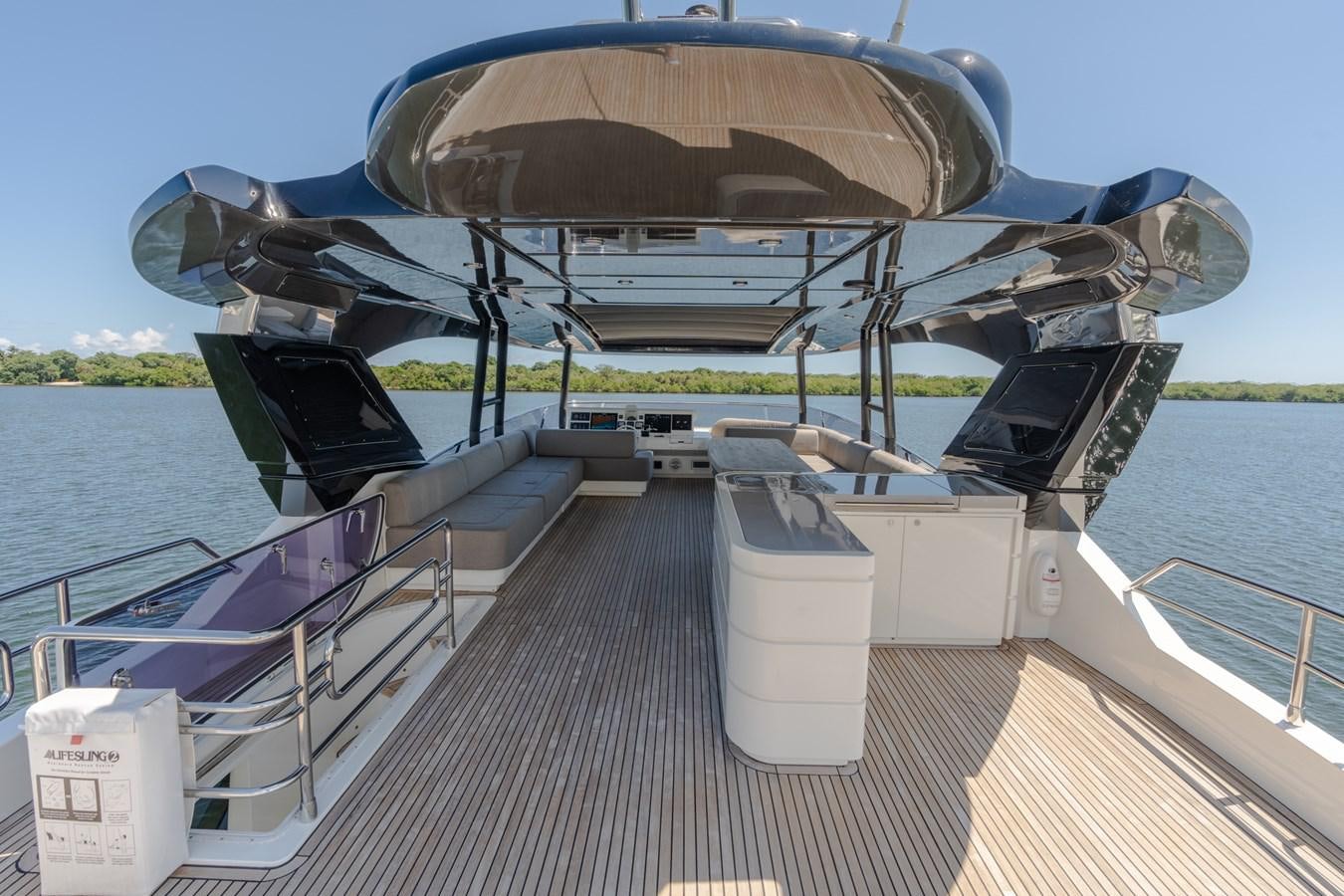 a boat with a large engine aboard PANDA Yacht for Sale