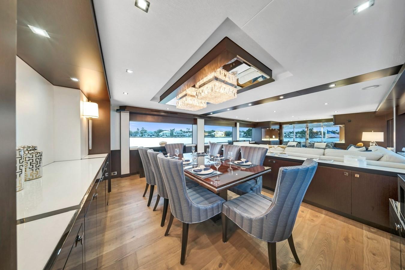 a large kitchen with a table and chairs aboard ANOTHER IMPULSIVE DECISION Yacht for Sale