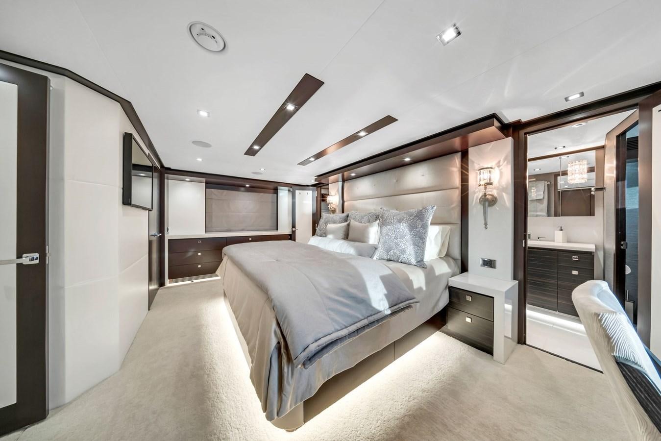 a large bedroom with a large bed aboard ANOTHER IMPULSIVE DECISION Yacht for Sale